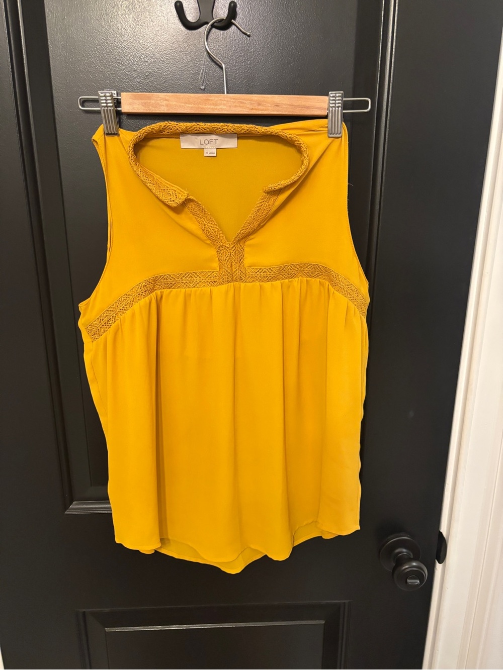 LOFT Mustard Yellow Lace-Trim Sleeveless Camisole